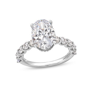 Hidden Halo U-Prong Diamond Engagement Setting by Adorette In White Gold 14K