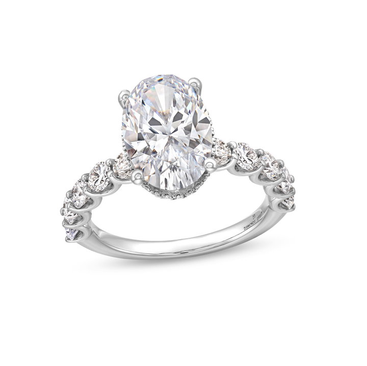 Hidden Halo U-Prong Diamond Engagement Setting by Adorette In White Gold 14K