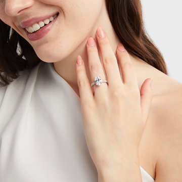 Hidden Halo U-Prong Diamond Engagement Setting by Adorette In White Gold 14K