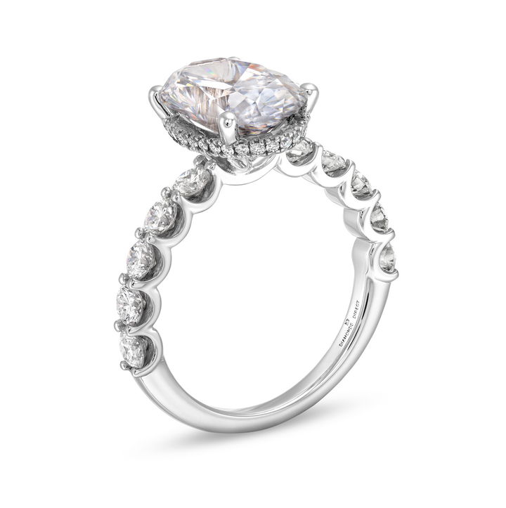 Hidden Halo U-Prong Diamond Engagement Setting by Adorette In White Gold 14K