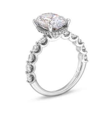 Hidden Halo U-Prong Diamond Engagement Setting by Adorette In White Gold 14K
