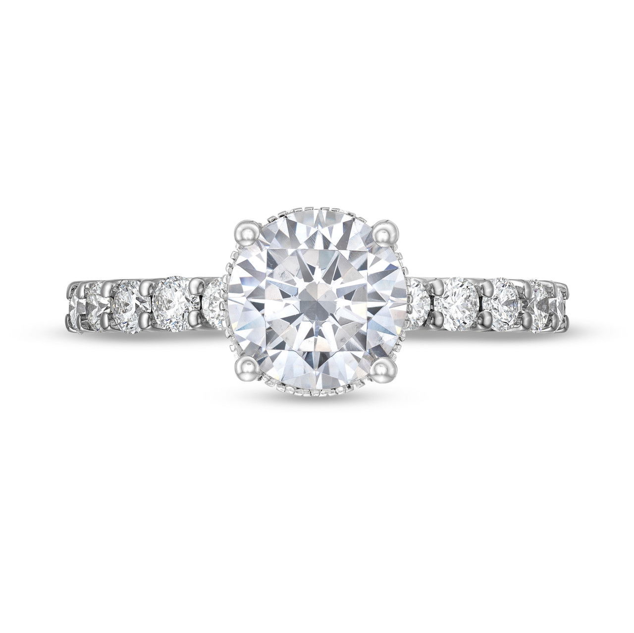 Hidden Halo Petite U-Prong Diamond Engagement Setting by Adorette