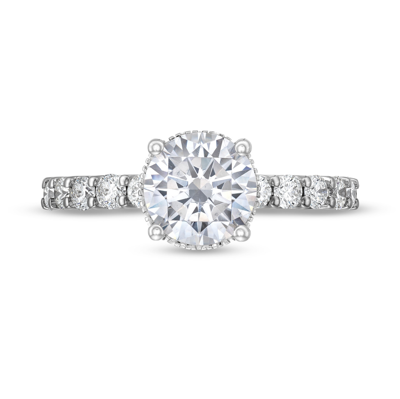 Hidden Halo Petite U-Prong Diamond Engagement Setting by Adorette 0