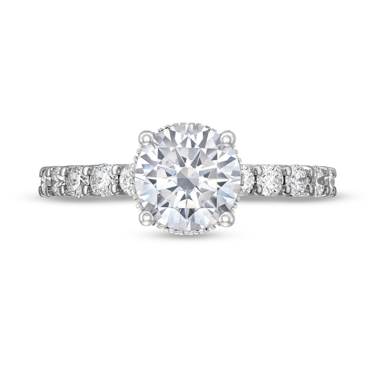 Hidden Halo Petite U-Prong Diamond Engagement Setting by Adorette In White Gold 14K 0