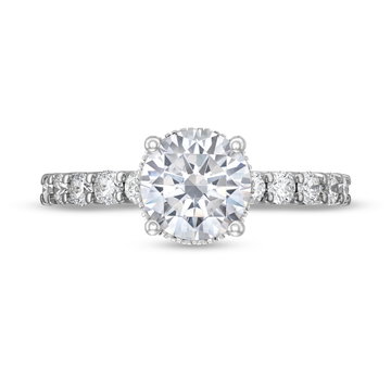 Hidden Halo Petite U-Prong Diamond Engagement Setting by Adorette In White Gold 14K