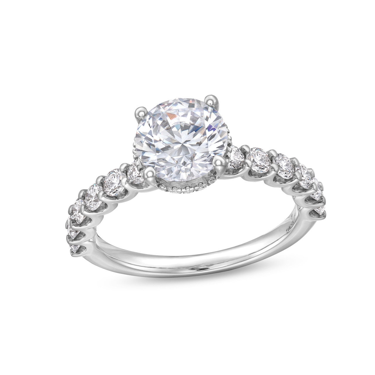 Hidden Halo Petite U-Prong Diamond Engagement Setting by Adorette In White Gold 14K 1