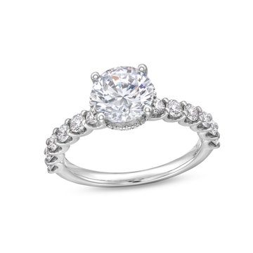 Hidden Halo Petite U-Prong Diamond Engagement Setting by Adorette In White Gold 14K
