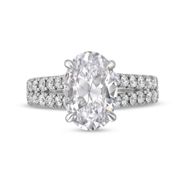 Split Row Hidden Diamond Engagement Setting by Adorette In White Gold 14K