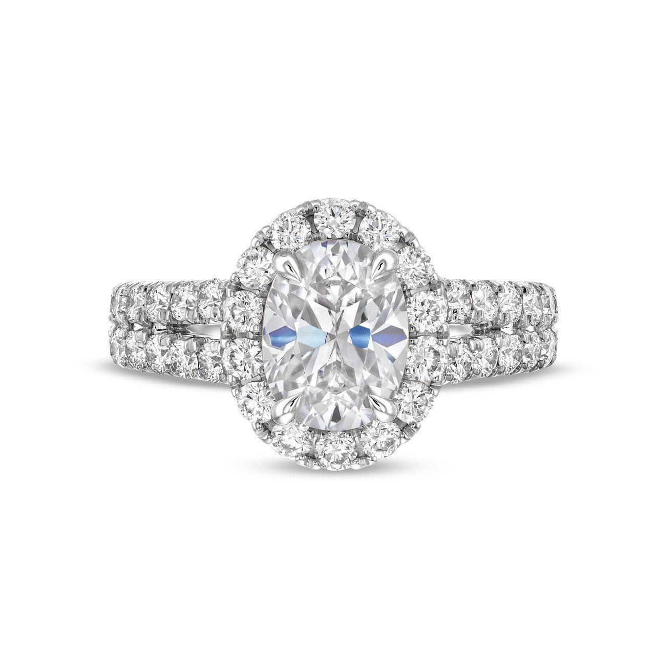 Split Row Halo Diamond Engagement Setting by Adorette In White Gold 14K 0