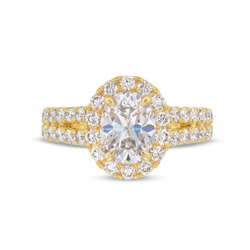 Split Row Halo Diamond Engagement Setting by Adorette In Yellow Gold 14K