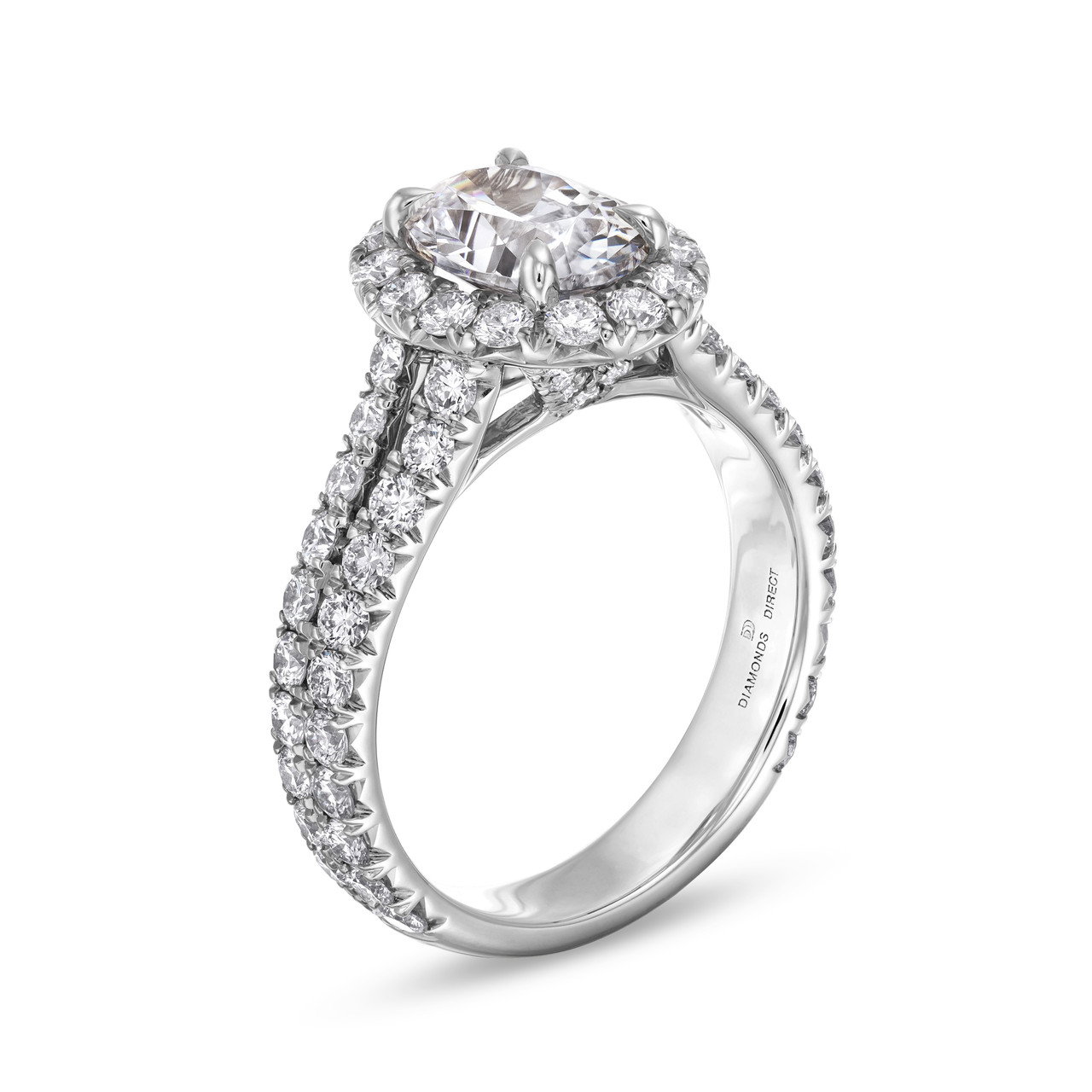 Split Row Halo Diamond Engagement Setting by Adorette In White Gold 14K 1