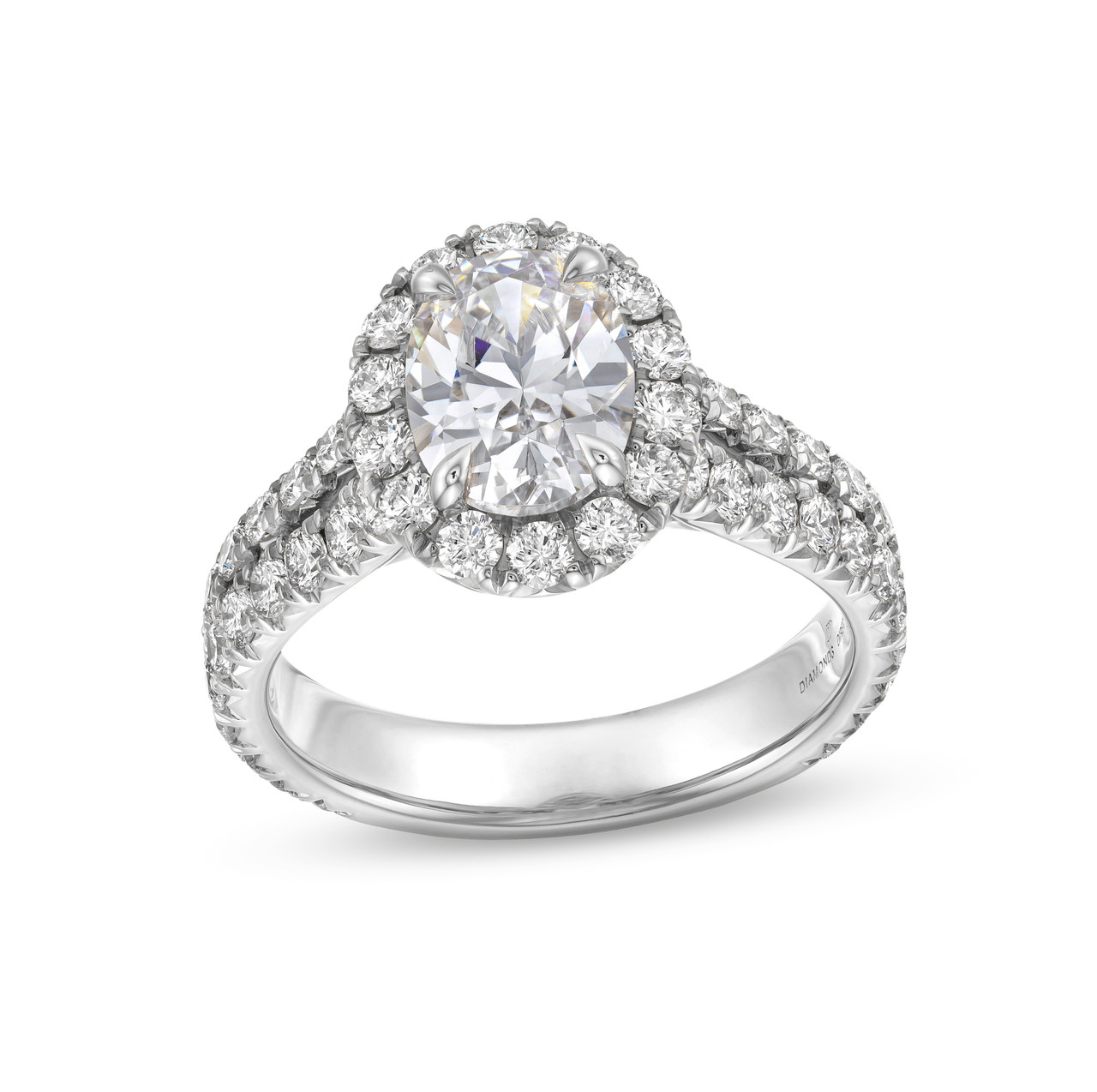 Split Row Halo Diamond Engagement Setting by Adorette In White Gold 14K 2