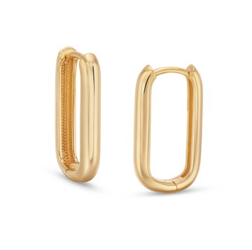 Rectangular Polished Hoop Earrings In Yellow Gold 14K