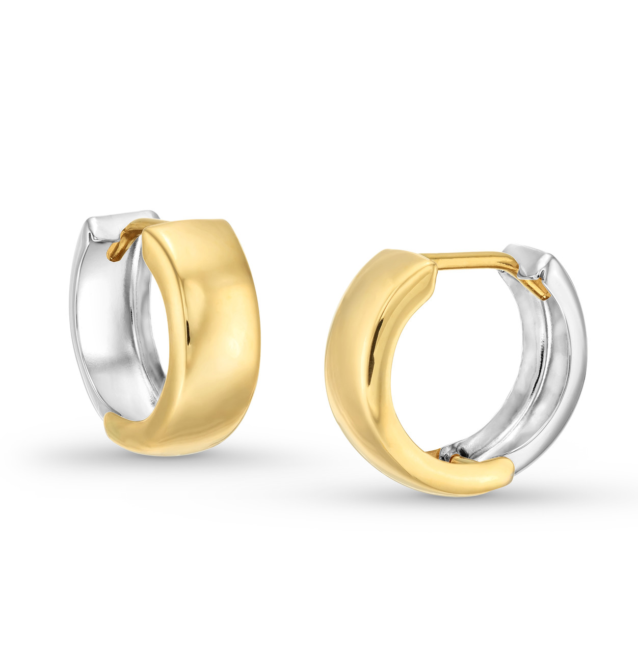 Two Tone Gold Huggie Earrings 0