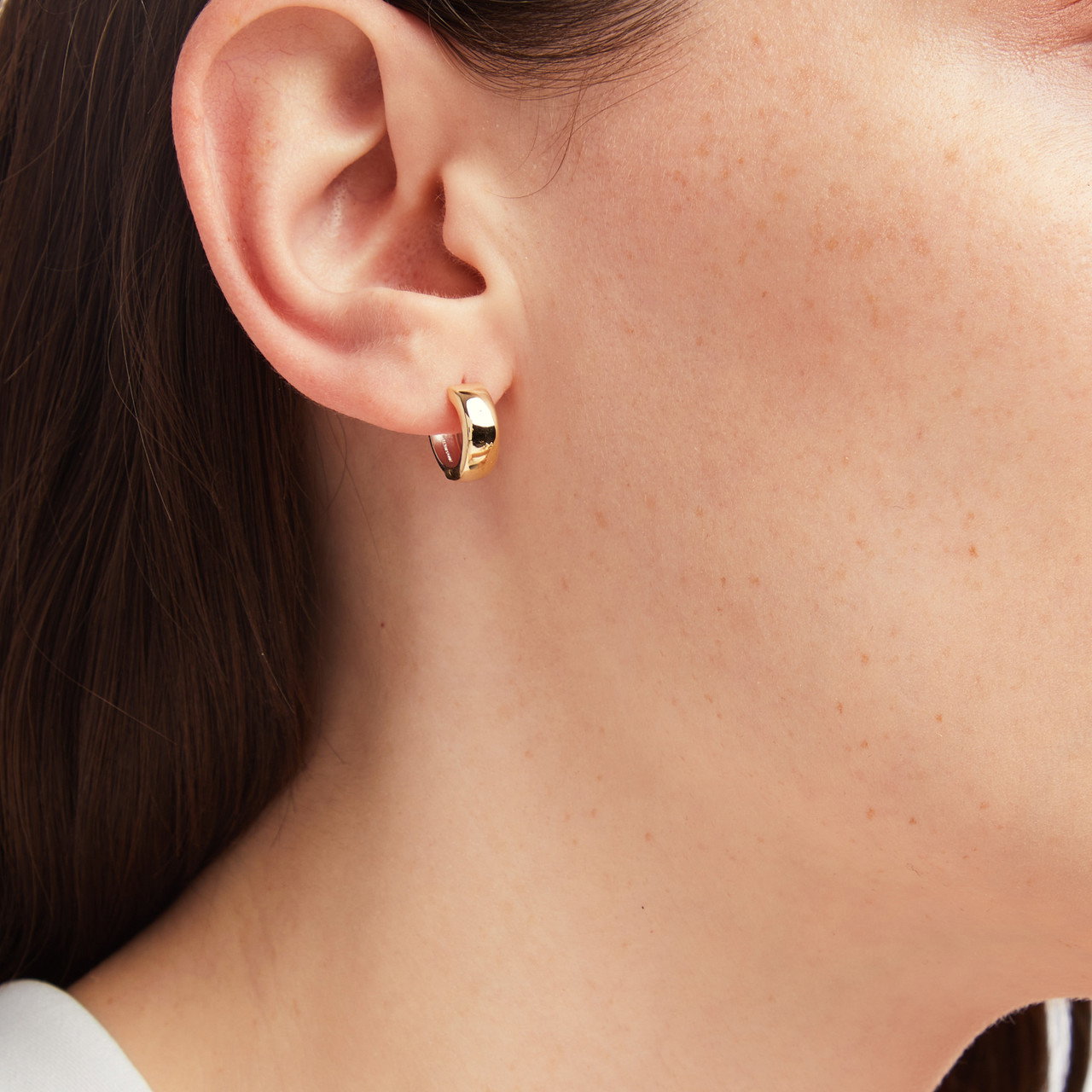 Two Tone Gold Huggie Earrings 1