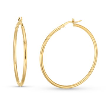 Gold 2x40mm Tube Hoop Earrings In Yellow Gold 14K