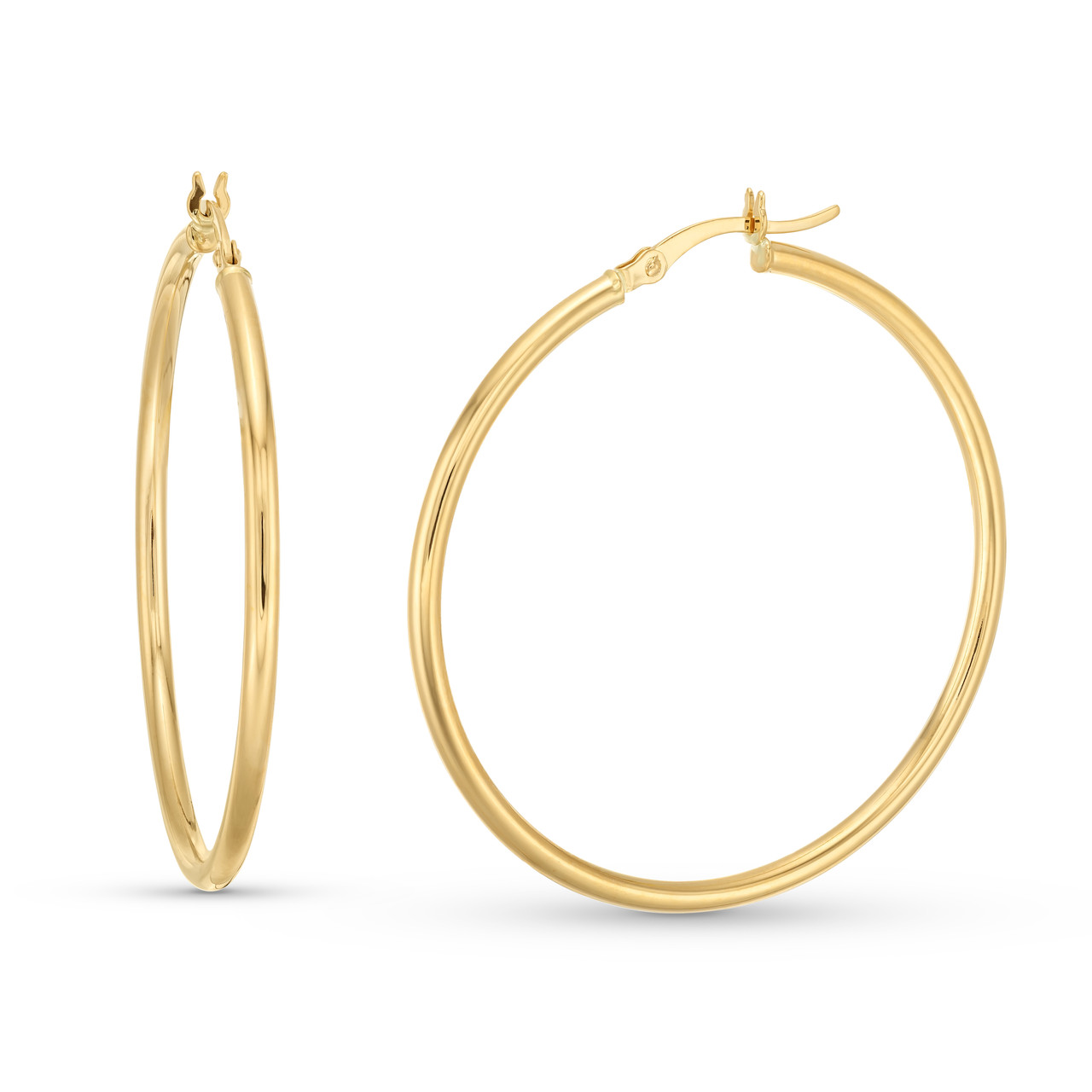 Gold 2x40mm Tube Hoop Earrings