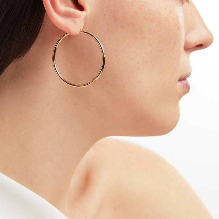 Gold 2x40mm Tube Hoop Earrings In Solid 14K Yellow Gold