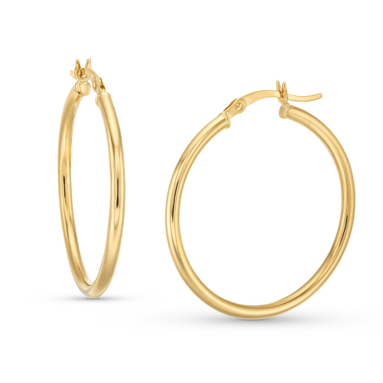 Gold 2x30mm Tube Hoop Earrings