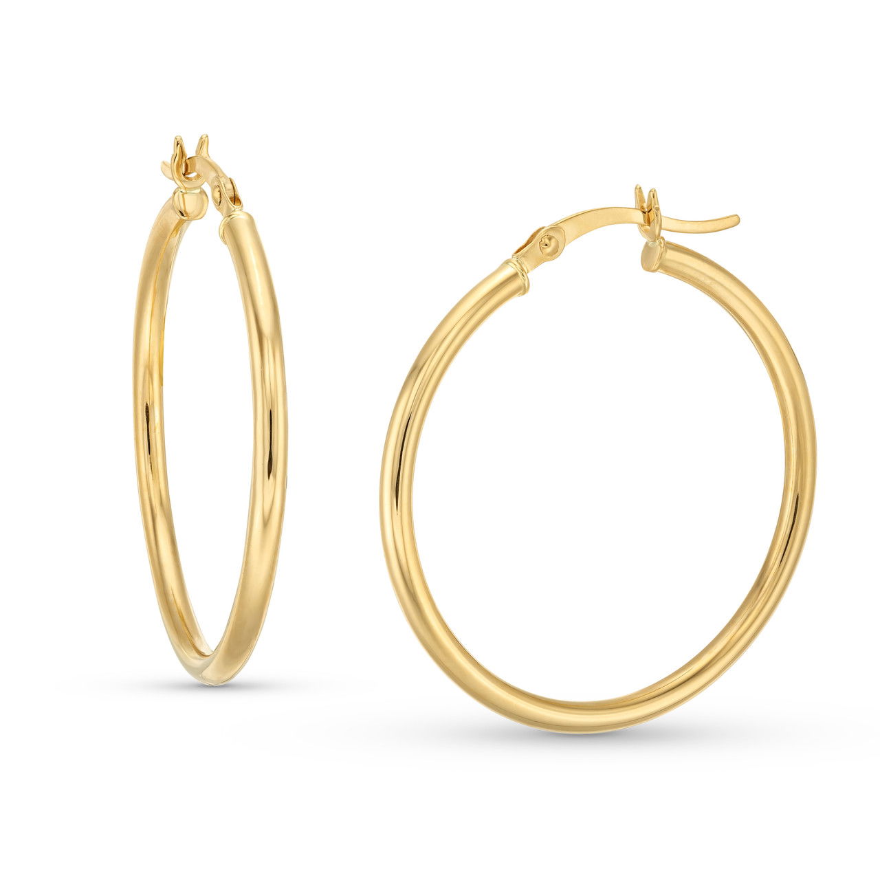 Gold 2x30mm Tube Hoop Earrings