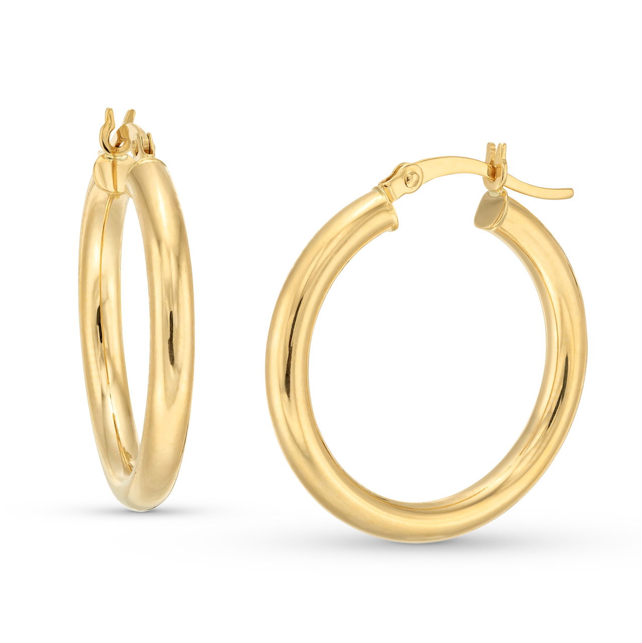 Gold 3x25mm Tube Hoop Earrings