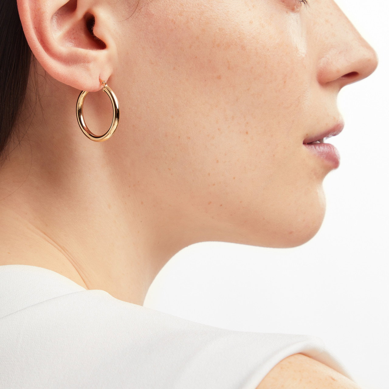 Gold 3x25mm Tube Hoop Earrings