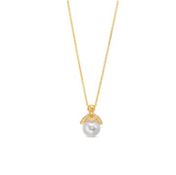Verragio Petal Diamond and Pearl Cap Pendant In Yellow Gold 18K