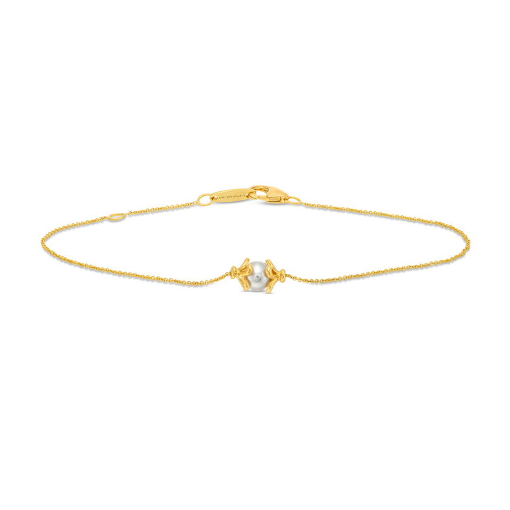 Verragio Petal Cap Pearl Bracelet In Yellow Gold 18K