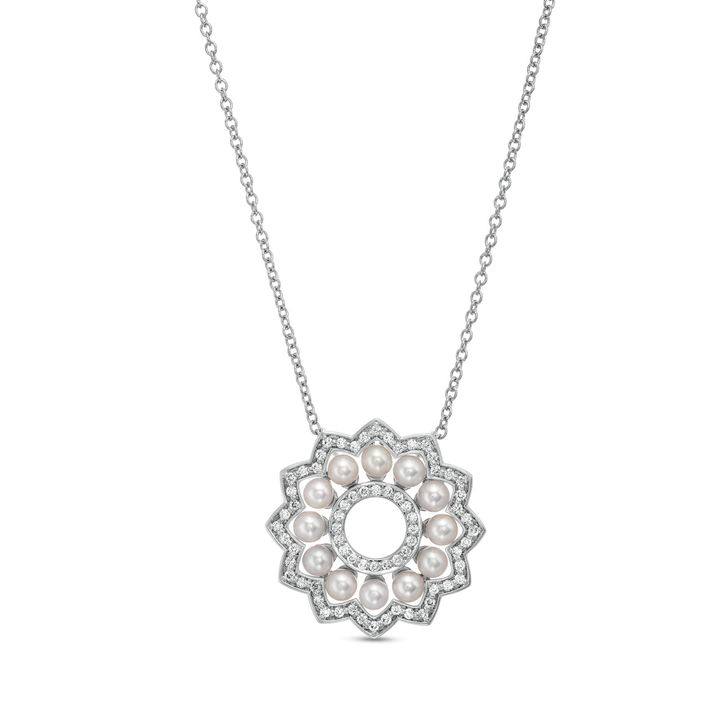 Verragio Belle Pearl and Diamond Pendant In White Gold 18K