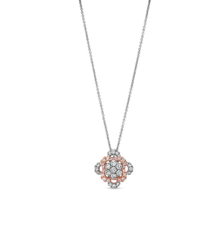Verragio Floret Cluster Diamond Pendant In Rose Gold/white Gold 18K