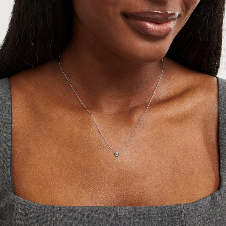 Verragio Bead Halo Solitaire Pendant In White Gold 18K