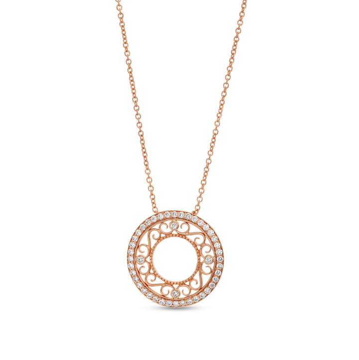 Verragio Morgan Small Filigree Circle Pendant In Rose Gold 18K