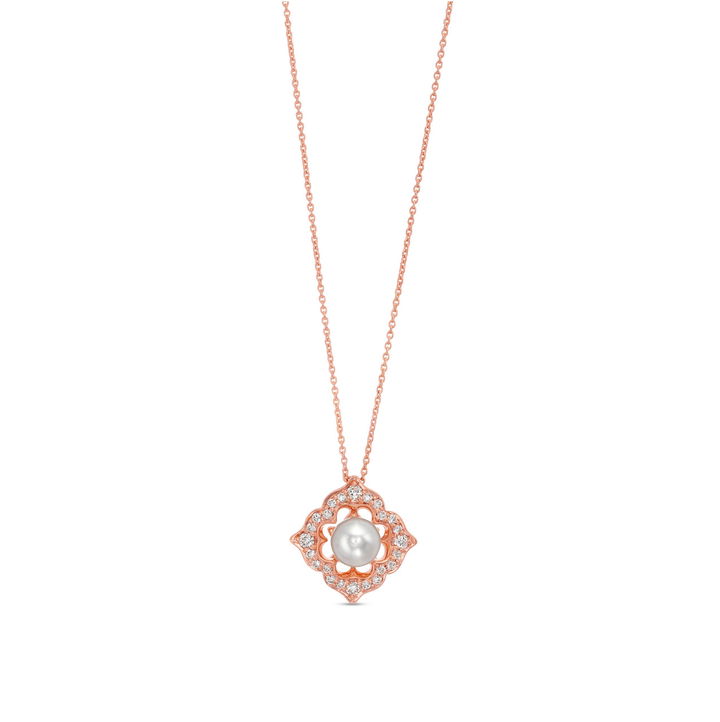 Verragio Victorian Diamond and Pearl Pendant In Rose Gold 18K