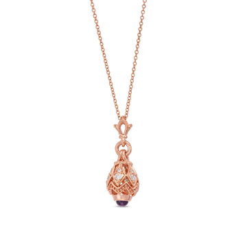 Verragio Bead Five Diamond and Amethyst Pendant In Rose Gold 18K