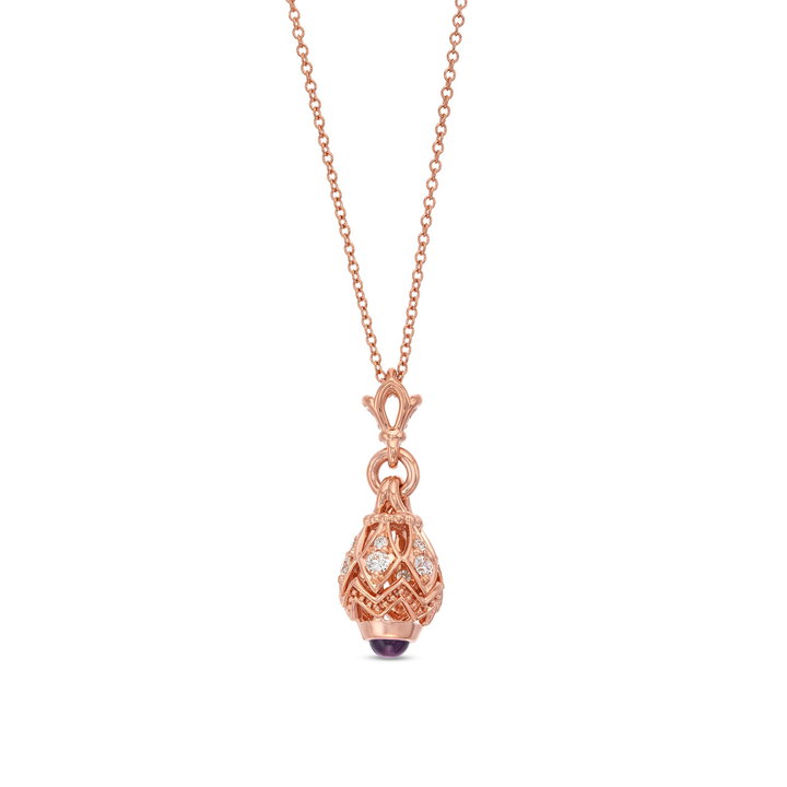 Verragio Bead Five Diamond and Amethyst Pendant In Rose Gold 18K