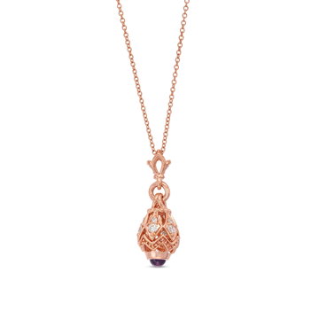 Verragio Bead Five Diamond and Amethyst Pendant In Rose Gold 18K