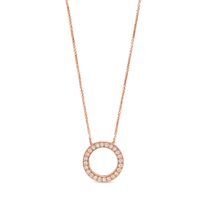 Verragio Beaded Diamond Circle Pendant In Rose Gold 18K