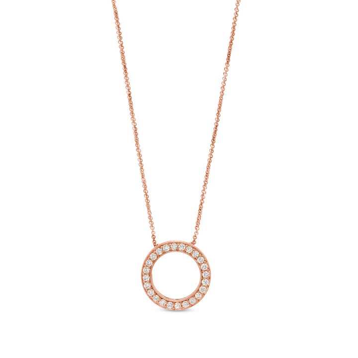 Rose Gold 18K Verragio Beaded Diamond Circle Pendant