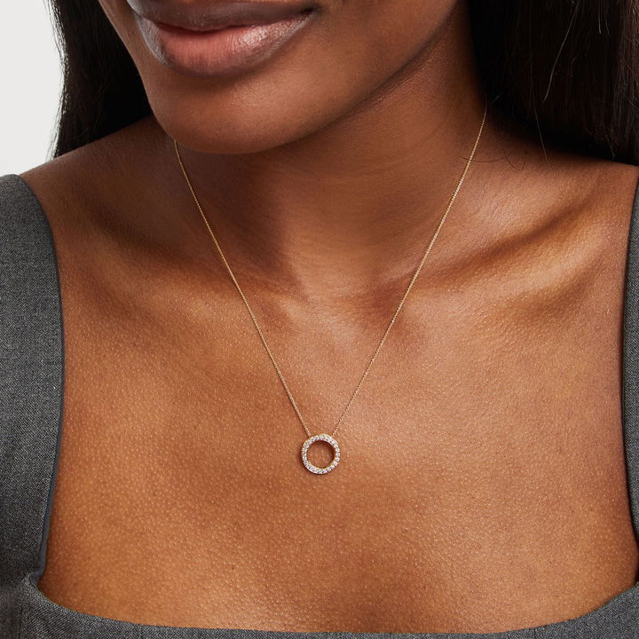 Rose Gold 18K Verragio Beaded Diamond Circle Pendant