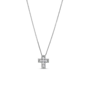Verragio Small Diamond Box Cross Pendant In White Gold 18K