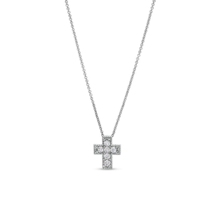 Verragio Small Diamond Box Cross Pendant In White Gold 18K