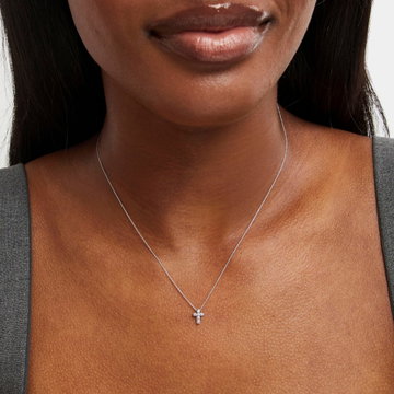 Verragio Small Diamond Cross Pendant In Solid 18K White Gold