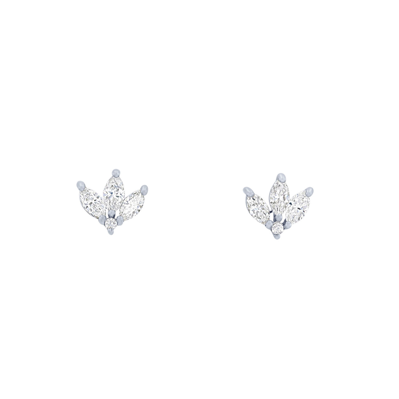 Marquise Diamond Floral Stud Earrings