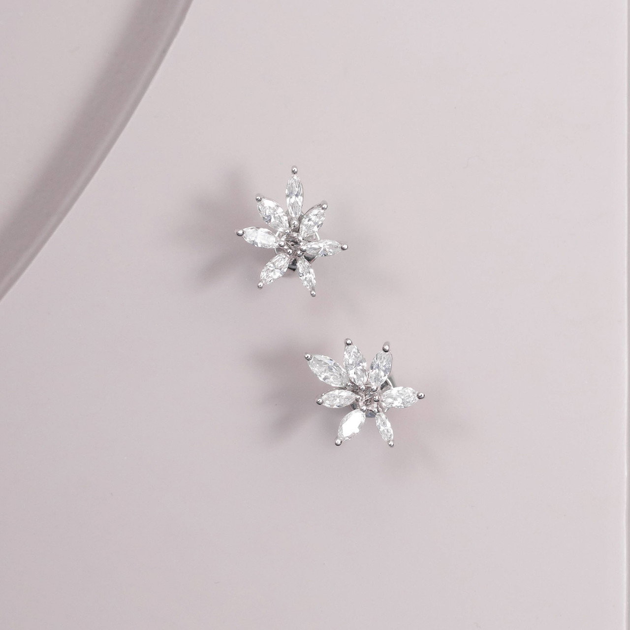 Floral Inspired Marquise Diamond Stud Earrings 0