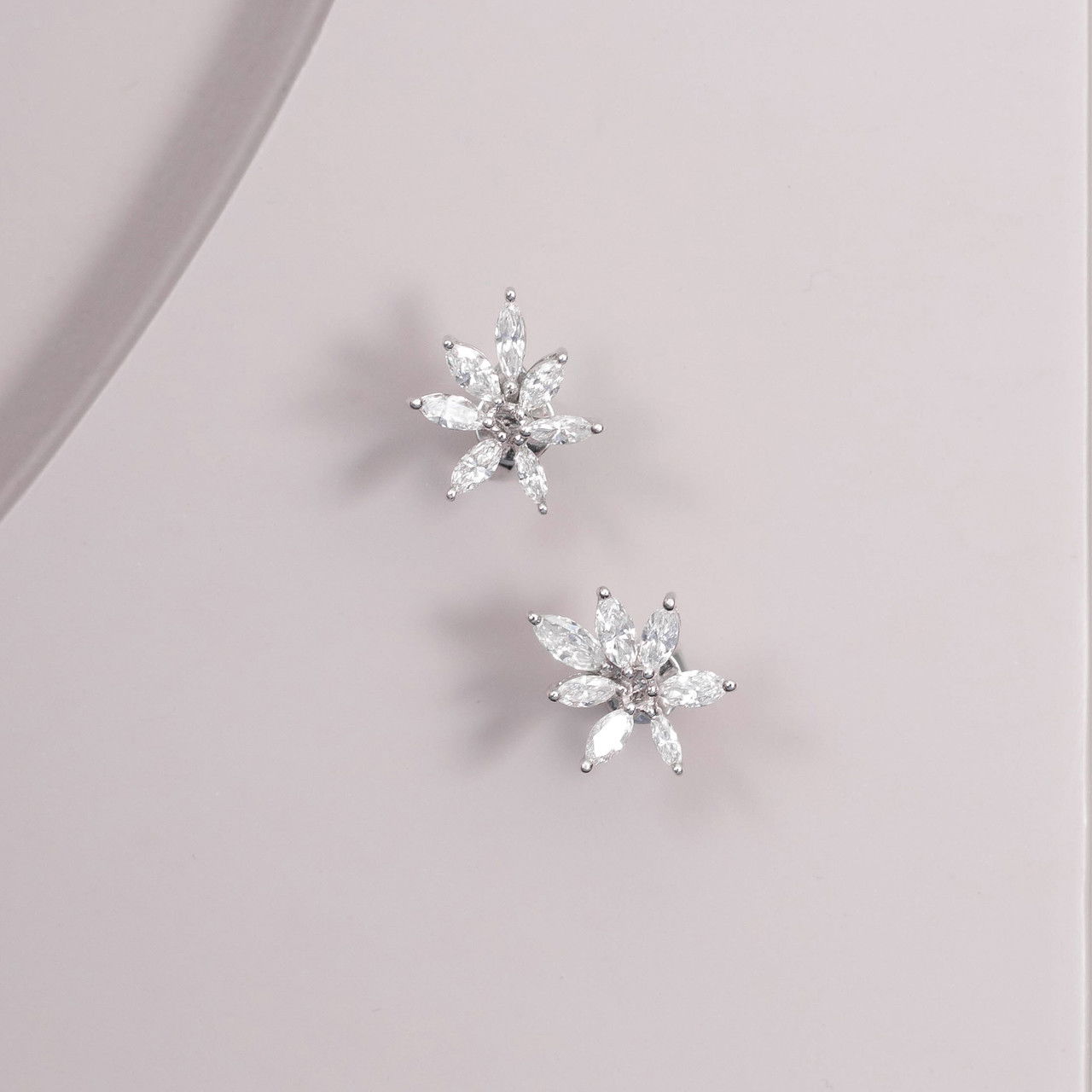 Floral Inspired Marquise Diamond Stud Earrings