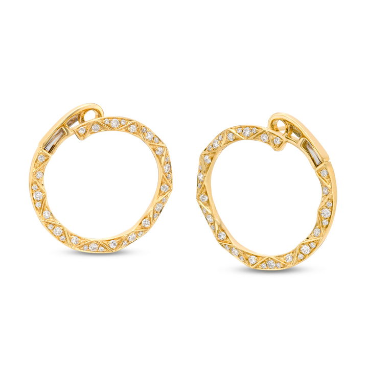 Geometric Diamond Circle Hoop Earrings