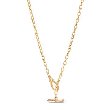 Verragio Devotion Beaded Rhodolite and Diamond Toggle Necklace In Yellow Gold 18K