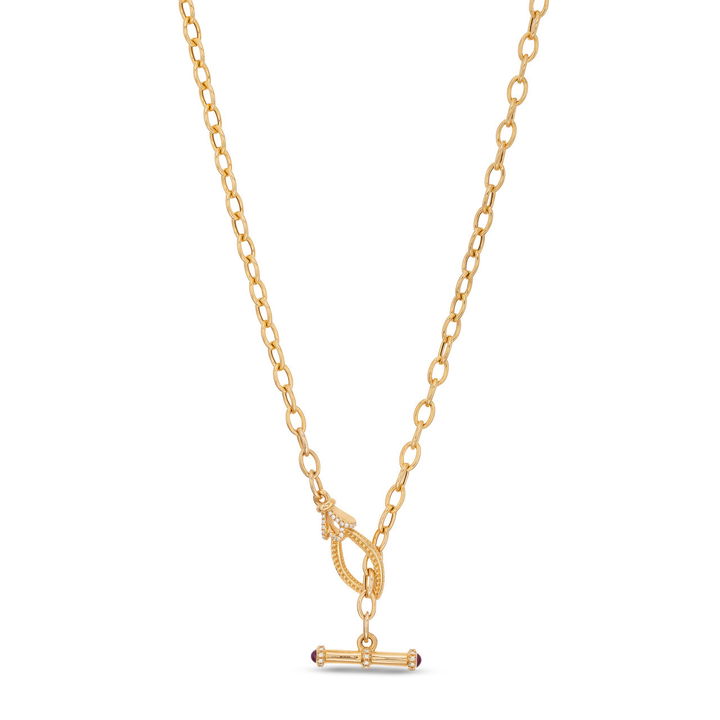 Verragio Devotion Beaded Rhodolite and Diamond Toggle Necklace In Yellow Gold 18K
