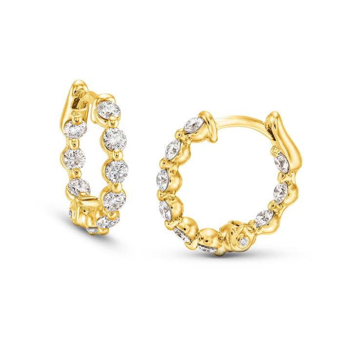 Yellow Gold 18K Verragio 16mm Majesty Diamond Hoop Earrings
