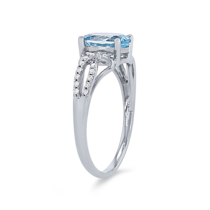 Aquamarine and Diamond Twist Ring